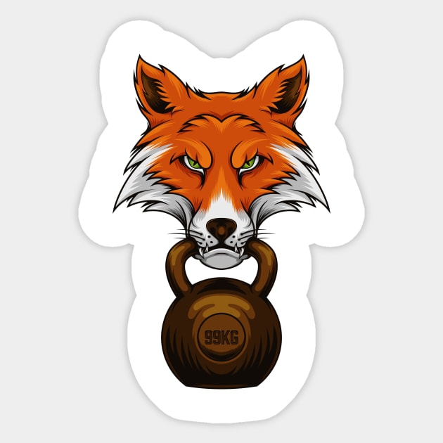 Fox Kettlebell Sticker by JagatKreasi